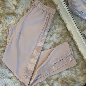 H&M pale pink draw string pant with satin detail